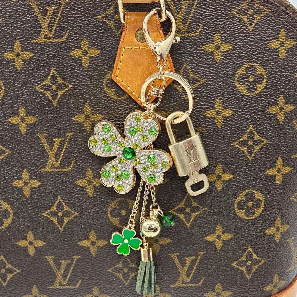 Authentic Louis Vuitton LV Gold Padlock & Key 🔒 Unbranded Flower Bag Charm